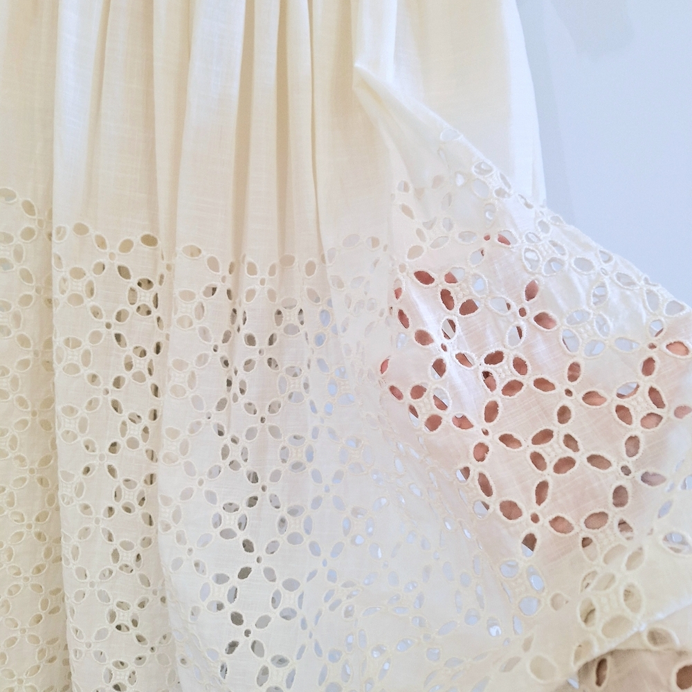 Free People Perfect Storm Midi Dress in Tea – XS | Cotton Eyelet Boho - Picture 7 of 9